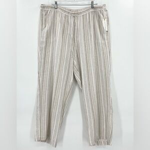 NWT Land n Sea Tan Striped Linen Blend Wide Leg Pants 2X